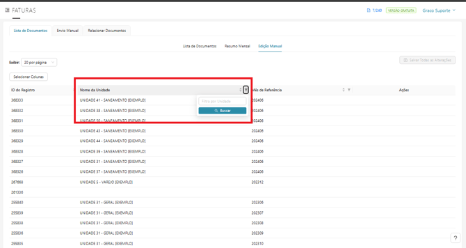 filtro edição manual